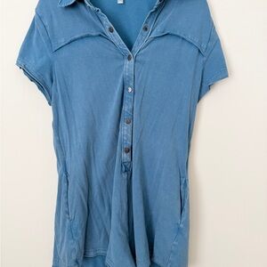 FP Movement by Free People Denim Blue Button-Down Shirt